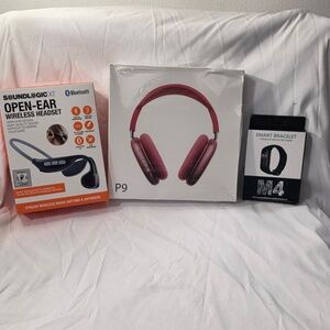 All in one Bundle (SoundLogic+M4 Smart Fitness+ Red P9 Wireless Headphones)